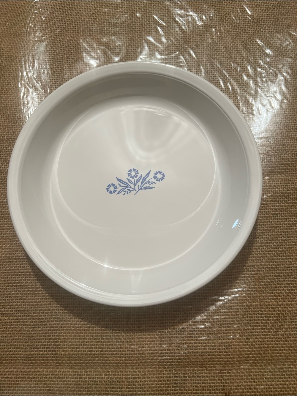 VINTAGE Corning Ware Blue Cornflower Pie Plate 9 Inch P-309 White Made In USA